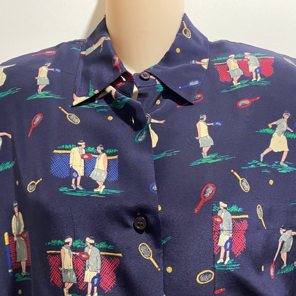 (6) Vintage Spenser Jeremy Beach TENNIS GOLF Novelty All Over Pr. Silk B… - Picture 1 of 6